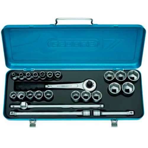 Jogo de Soquetes Sextavado 1/2" - 1/4" a 1.1/4" Gedore 24 peças - 015513