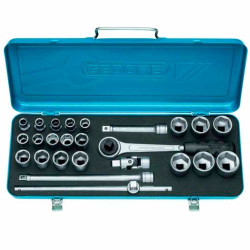 Jogo de Soquetes Sextavado 1/2" - 1/4" a 1.1/4" Gedore 015504 25 Peças 19KPU
