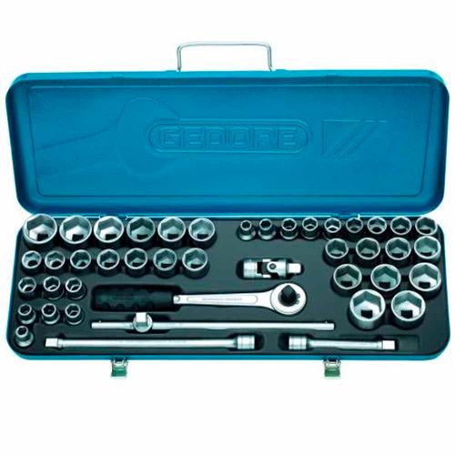 Jogo de Soquetes Sextavado 1/2" Gedore 43 Peças - 015506