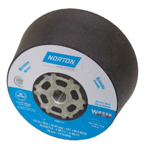 Rebolo tipo Copo Cônico para Mármore Norton 127x50,8x15,9 Gr.80 WB220