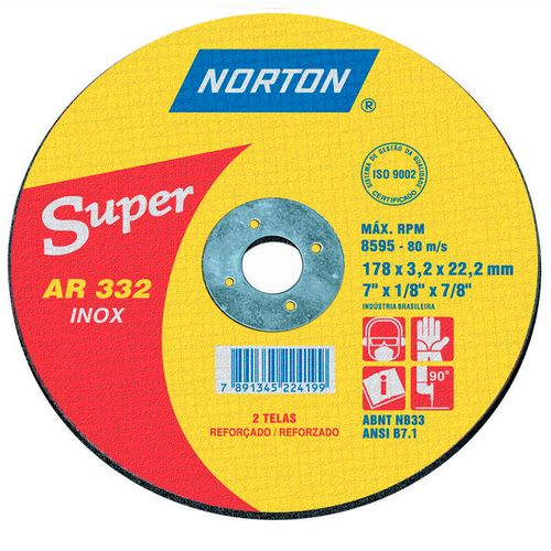 Disco de Corte Norte Super Inox 115x3,0x22,22 AR332