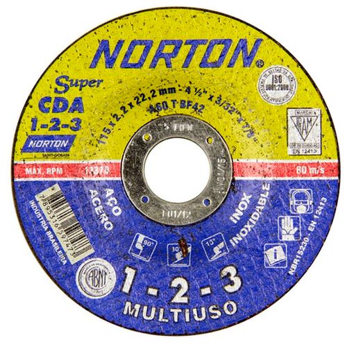 Disco de Corte e Desbaste Norton Multiuso 114,3x2,2x22,23 CDA123