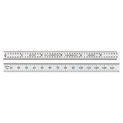 Escala de Aço com Graduação em Milimetro e Polegada 1000 x 32 x 1,2mm Starrett C636-1000