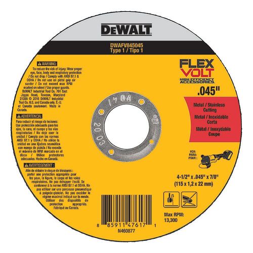 Disco de Corte 4.1/2"x.045x7/8" Dewalt Flexvolt DWAFV845045