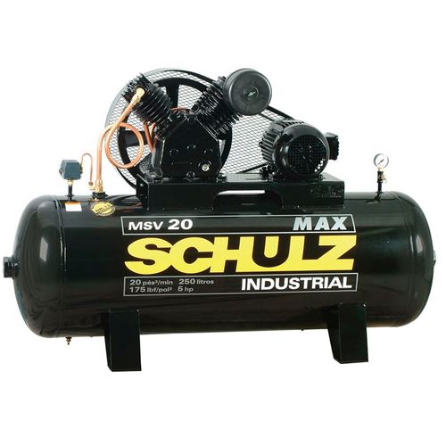 Compressor de Ar Max Industrial 20 Pés 250L 5HP Trifásico Schulz MSV20/250