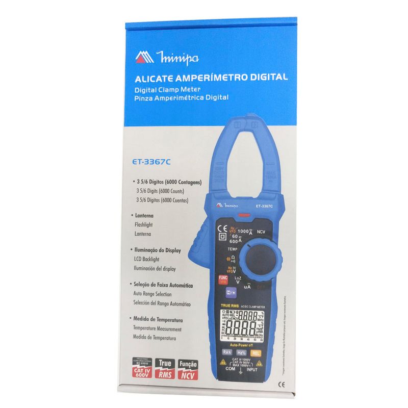Alicate-Amperimetro-Minipa-ET-3367C-True-RMS-CAT-III-1000V-CATIV-600V-