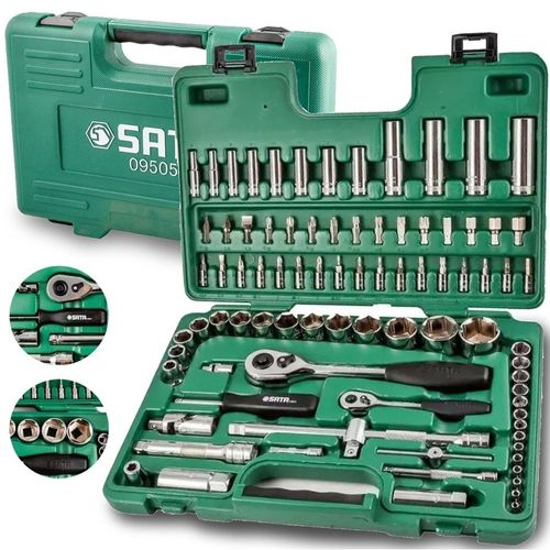 Jogo de Soquetes Sextavado 1/2" e 1/4" - 86 Peças Sata ST09013SJ