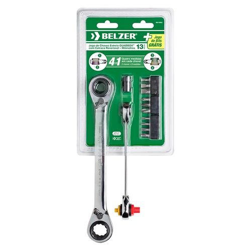 Jogo de Chaves Quadbox 8 à 19MM Com Bit Belzer 13 Peças 85210DBJ