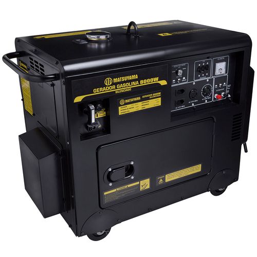 Gerador de Energia Gasolina Cabinado/Silenciado 16HP 8KVA Motor 4 Tempos Matsuyama