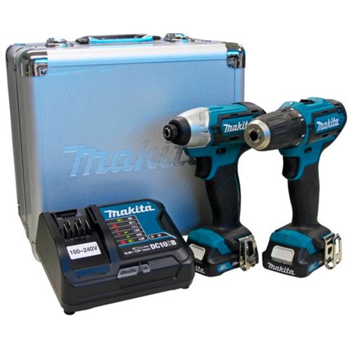 Jogo de Parafusadeira/Furadeira DF331D 3/8" + Parafusadeira de Impacto TD110D  1/4" 12V Makita CLX201SAX