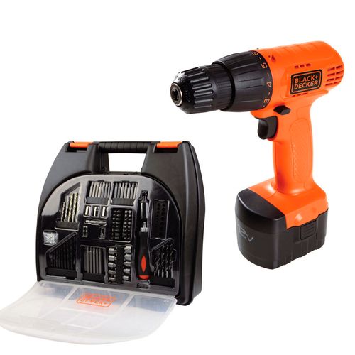 Kit Parafusadeira / Furadeira 3/8" 12V  100 Peças Black + Decker CD121K100-BR