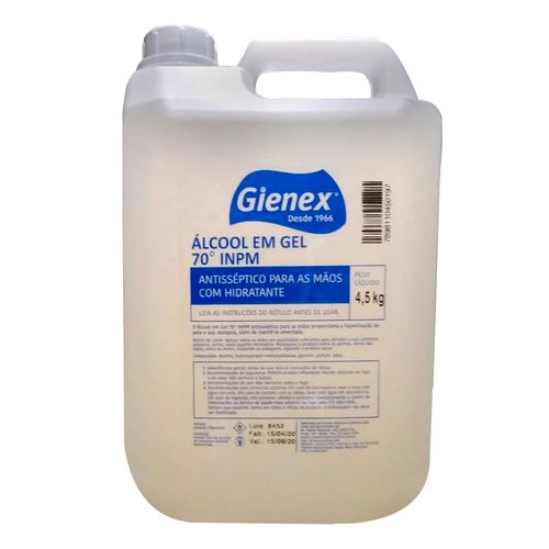 Álcool em Gel 4,5Kg  Gienex AGEL3_