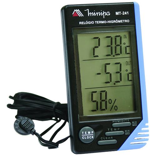 Relógio Termo Higrômetro -50 a +70°C Minipa MT-241