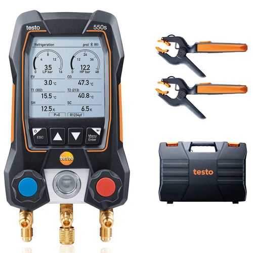 Kit Manifold Digital 2 Vias + Termômetro de Pinça 550s Testo