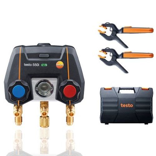 Kit Manifold Digital 2 Vias + Termômetro de Pinça Testo 550i