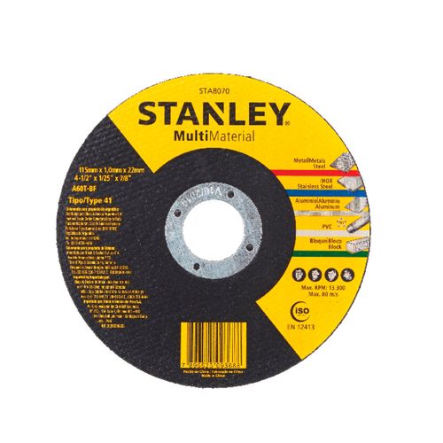 Disco Abrasivo Corte Multimaterial 4 1/2 x1,0mm x7/8 Stanley STA4521SF