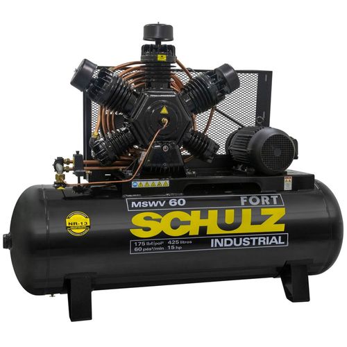 Compressor de Ar Fort 60 Pés 425L 15HP Trifásico Motor Blindado Schulz MSWV 60 FORT/425