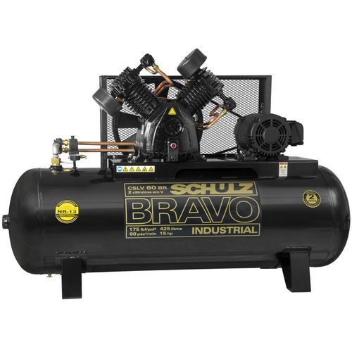 Compressor de Ar Bravo 60 Pés 425L 15HP Trifásico Schulz CSLV 60BR/425