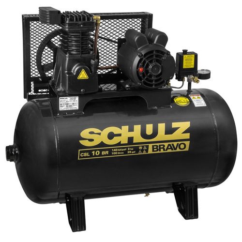 Compressor de Ar Bravo 10 Pés 100L 2CV Trifásico Schulz CSL10BR/100