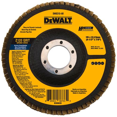 Disco Flap Fibra Cônico 4.1/2"x7/8" G120 Dewalt DW8310-AR