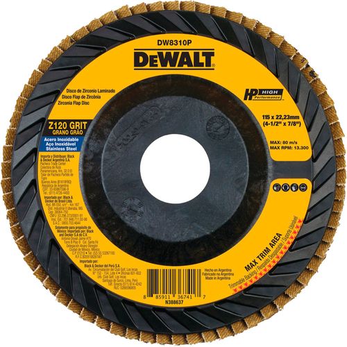 Disco Flap Plástico Reto de 4.1/2”x7/8" G120 Dewalt DW8310P-AR