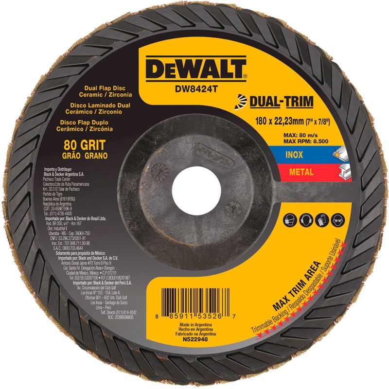 Disco-Flap-Dual-Trim-7-x7-8--G80-Dewalt-DW8424T-ANT-Ferramentas