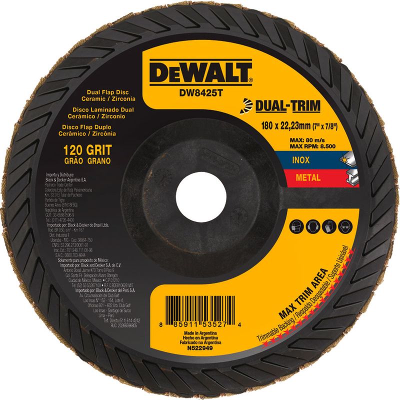 Disco-Flap-Dual-Trim-7-x7-8--G120-Dewalt-DW8425T-ANT-Ferramentas