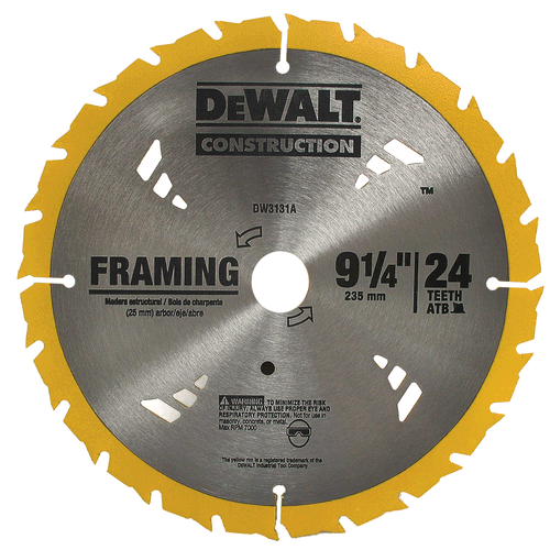 Lâmina para Serra Circular 9.1/4" 24 Dentes Dewalt DW3131A