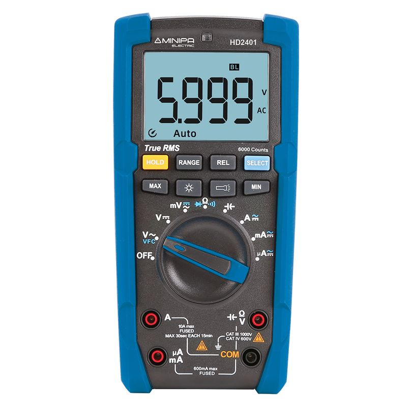 Multimetro-Digital-True-RMS-CAT-III-1000V-Minipa-HD2401-ANT-Ferramentas