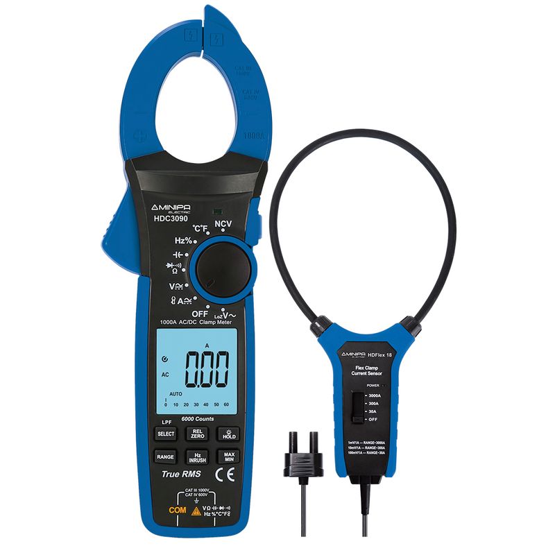 Alicate-Amperimetro-Digital-com-Garra-1000A-AC-DC-Minipa-HDC3090-ANT-Ferramentas