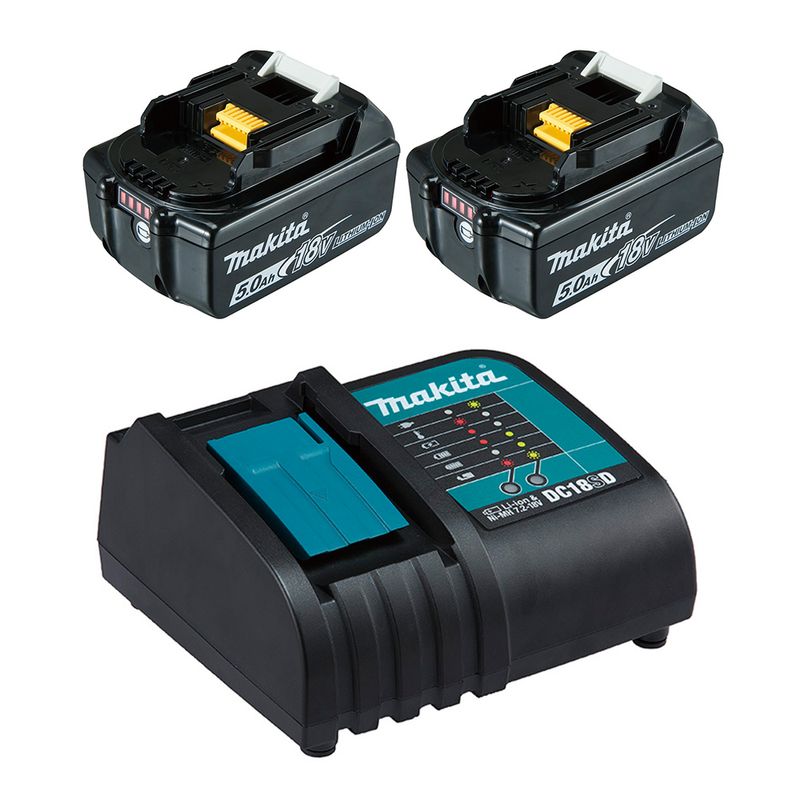 Kit-Makita---2-Baterias-18V-5.0Ah---Carregador-Bivolt---Maleta-ant-ferramentas