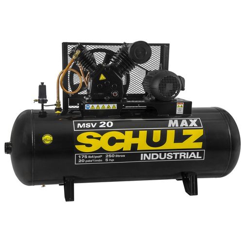 Compressor de Ar Industrial Max 20 PCM 250L 5 HP Trifásico Schulz MSV 20 MAX / 250