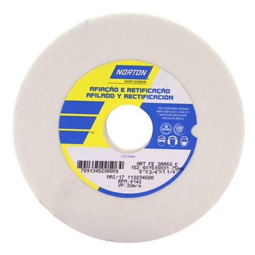 Rebolo Reto Retifica 152,4x19,0x31,75 FE 38A 60KVS 66243464685