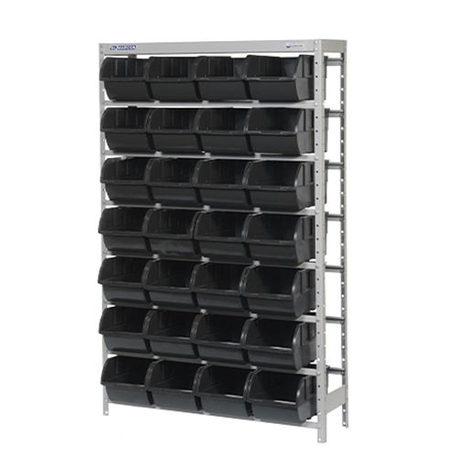 Estante Desmontável Porta Componentes Preta Com 28 Caixas 96,5x35x150cm Marcon EF28/7P