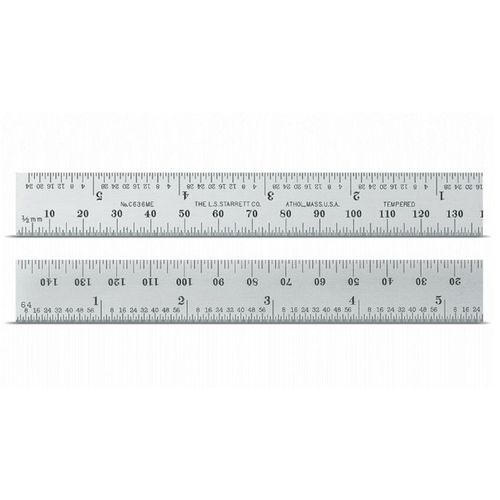 Escala De Aço Com Graduação Em Milímetros E Polegadas 300 x 25 x 1,2mm Starrett C636-300