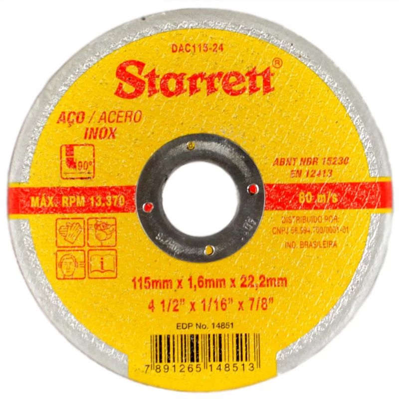 Disco-De-Corte-Para-Aco-Carbono-E-Inox-115-X-2223mm-Starrett-DAC115-24-ANT-Ferramentas
