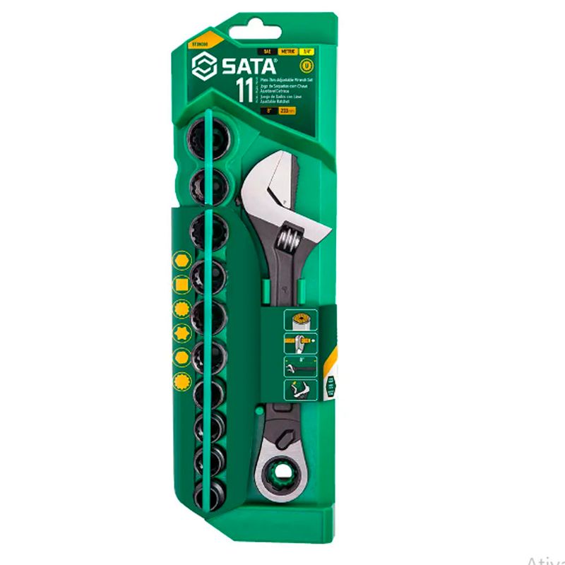 Jogo-Soquetes-Vortex-X6---Chave-Ajustavel-10-A-19mm-Sata-ST09000---ANT-Ferramentas
