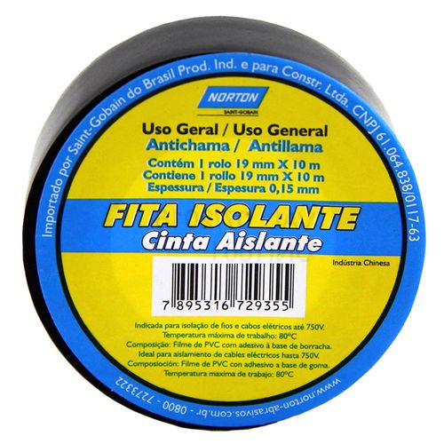 Fita Isolante Pro Torre 19mmx10m Norton 66254474167