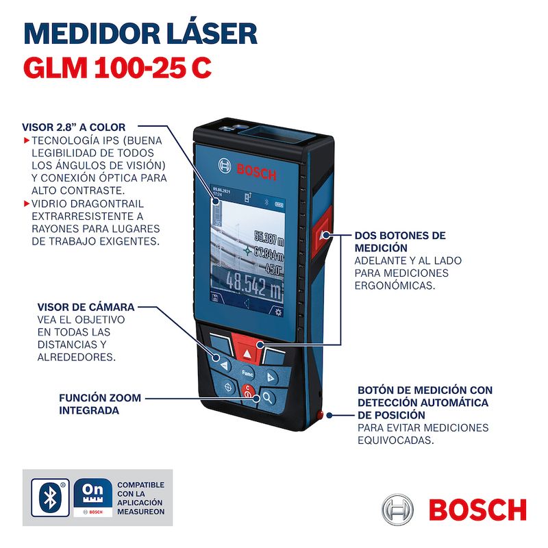 Medidor-de-Distancia-a-Laser-100m-Vermelho-Bosch-GLM-100-25-C-PROFESSIONAL-ANT-Ferramentas