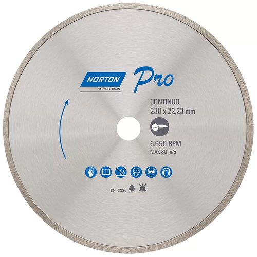 Disco De Corte Diamantado Pro Contínuo 230x5x22,23mm Norton 70184645812