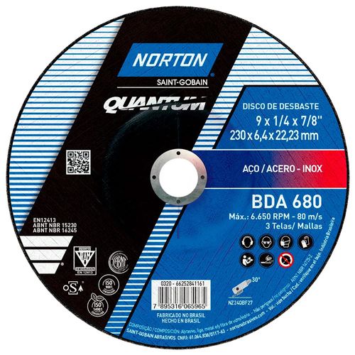 Disco De Desbaste Quantum 230x6,4x22,23mm Norton BDA680 66252841161