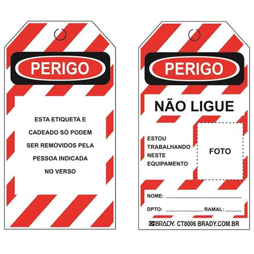 Cartão De Identificação De Bloqueio Perigo 5 Peças Brady CT8006