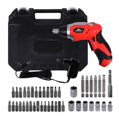 Kit Parafusadeira a Bateria 3 Nm 180 Rpm 45 Peças Worker 977020