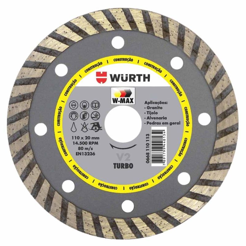 Disco-De-Corte-Diamantado-W-Max-Turbo-110mm-Wurth-0668110113-ANT-Ferramentas