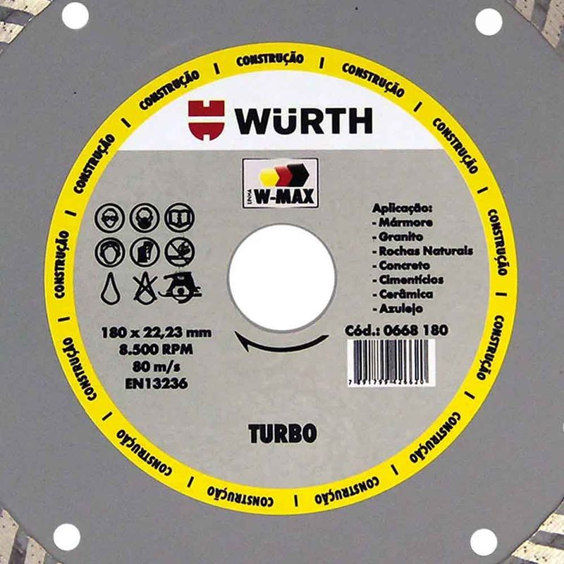 Disco-De-Corte-Diamantado-W-Max-Turbo-180mm-Wurth-0668180112-ANT-Ferramentas