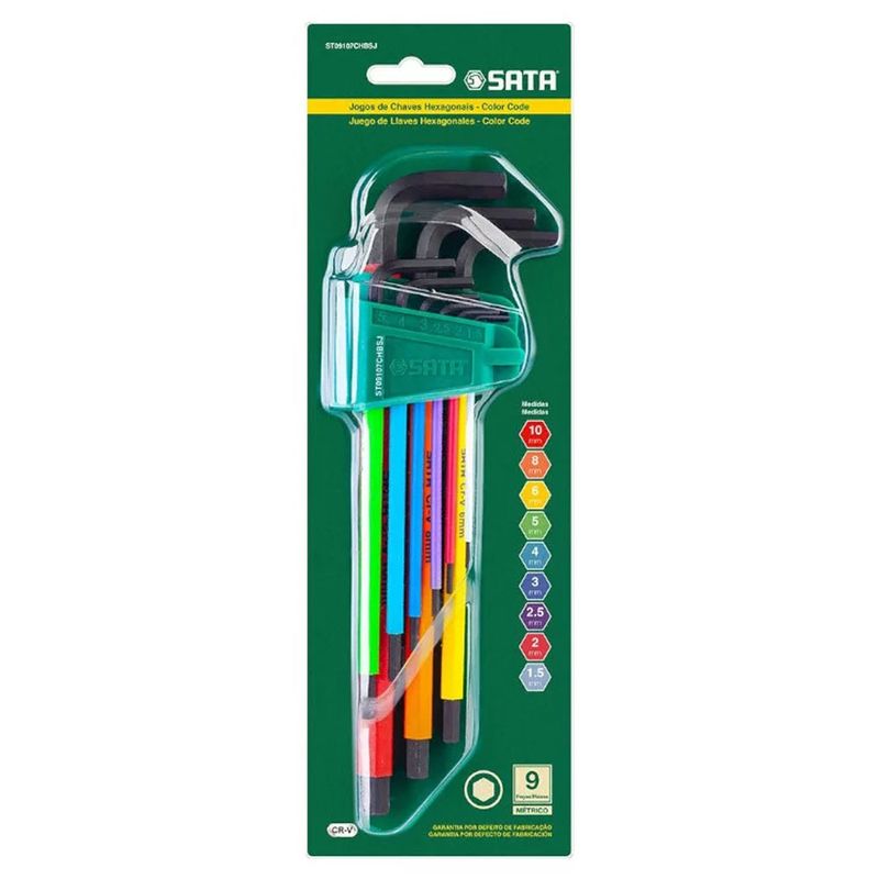 Jogo-De-Chave-Hexagonal-Longa-Color-15-A-10mm-9-Pecas-Sata-ST09107CHBSJ-ANT-Ferramentas
