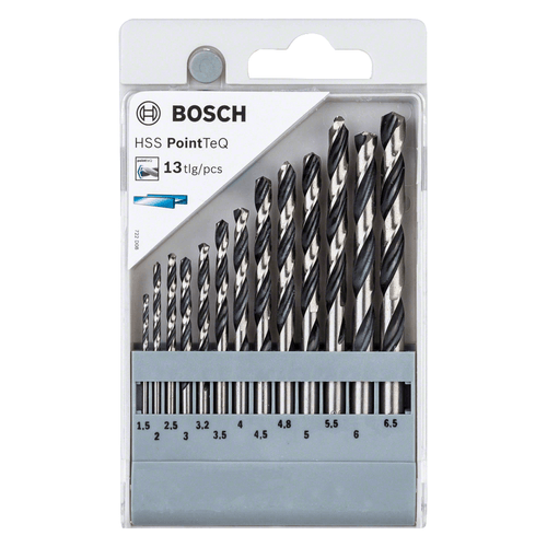 Jogo de Brocas para Metal Aço Rápido HSS-POINTTEQ 1,5 a 6,5mm Bosch 2608577349-000