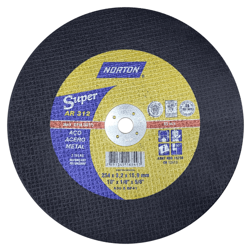 Disco de Corte p/ Aço 10'' Norton 254x3,2x15,9mm - AR312
