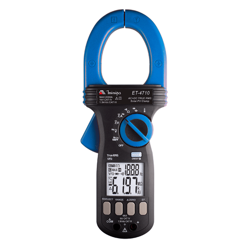Alicate Amperímetro p/ Painel Solar CAT III 1500V / CAT IV 1000V True RMS Minipa ET-4710
