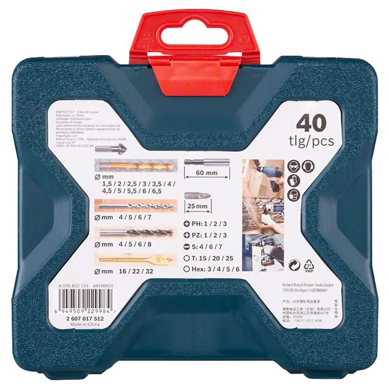 Jogo-De-Brocas-E-Bits-X-LINE-40-Pecas-Bosch-2607017512-000-ANT-Ferramentas